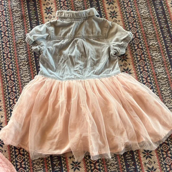 Oshkosh Girls Denim Short Sleeve Dress with Bows and Tulle - Picture 4 of 8